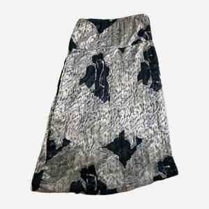 Vintage Pleated Geometric Midi Skirt Womens XL Gold Black Wearable Art Luxury